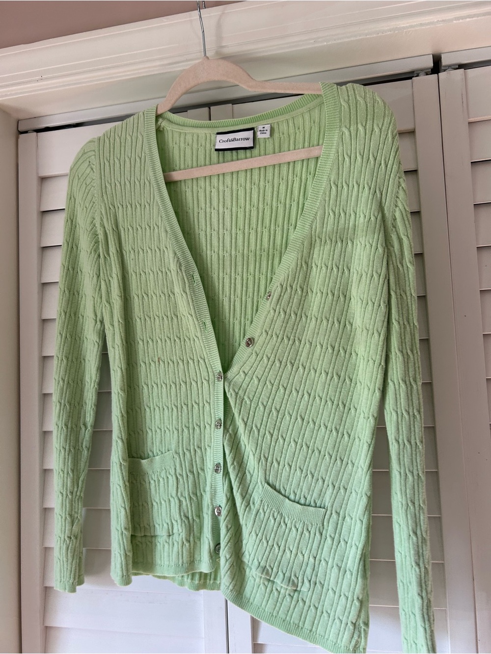 croft & barrow Mint Green Cable Knit Button Cardigan